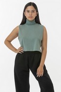 18323GD - 6.5 oz Garment Dye Sleeveless Turtleneck Crop Top