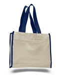 Q1100  - Canvas Gusset Tote Bag with color handles