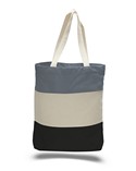 Q125900  - Canvas Tri-Color Tote Bag with Bottom Gusset