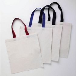 QTB6000  - Econ. Tote Bag Natural Body with Color Handles
