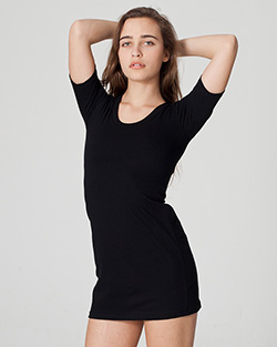 RSA2314W - Imported Fine Jersey Short Sleeve Crew Neck T-Shirt Dress