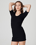 RSA2314W - Imported Fine Jersey Short Sleeve Crew Neck T-Shirt Dress